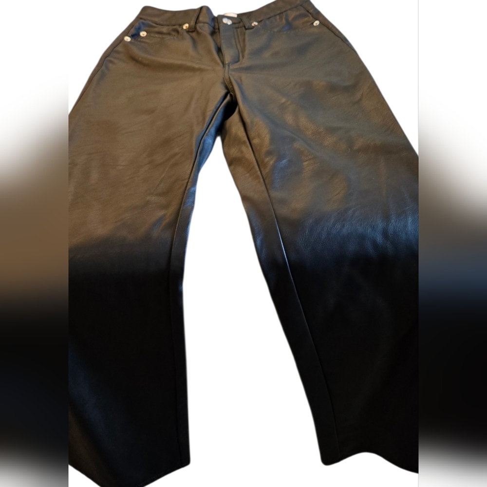 H&M Black Faux Leather Pants Size 4